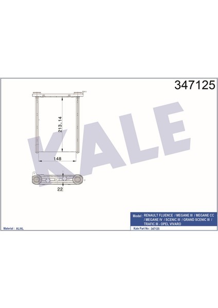 KLR-347125 Kalorifer Radyatörü Mgn Iıı-Fluence 213×148×22