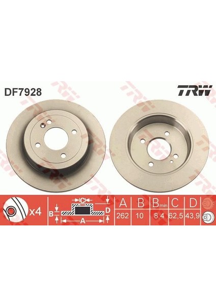 TRW-DF7928 Arka Fren Aynası Accent 10-14 I20 16 Rıo 11 26...