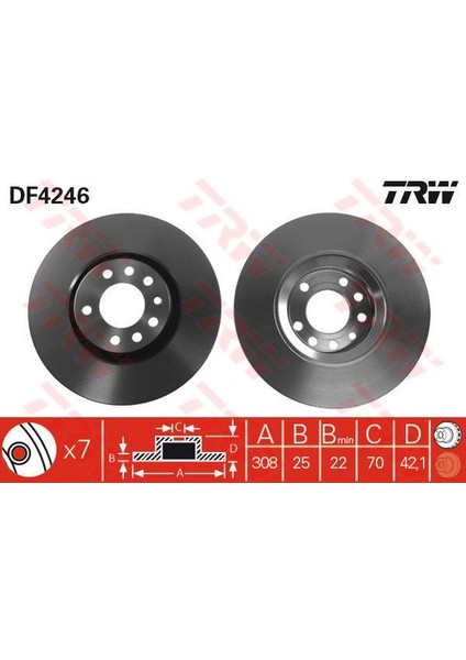 TRW-DF4246 Ön Fren Aynası Astra G-H-Zafıra 01 Merıva B-Ss...