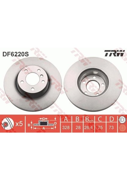 TRW-DF6220S Fren Diski Ön X3 2010×4 2014