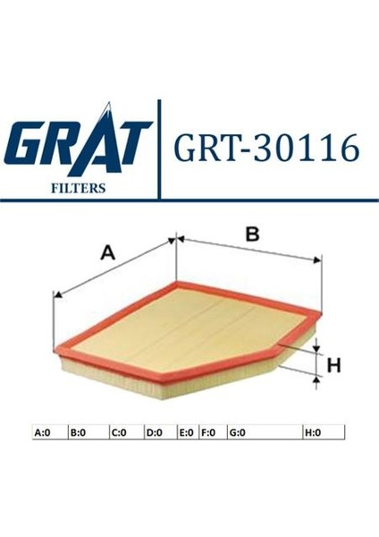 GRT-30116 Hava Fıltresı ( Bmw : 520I 06-10 540I 545I / 6...