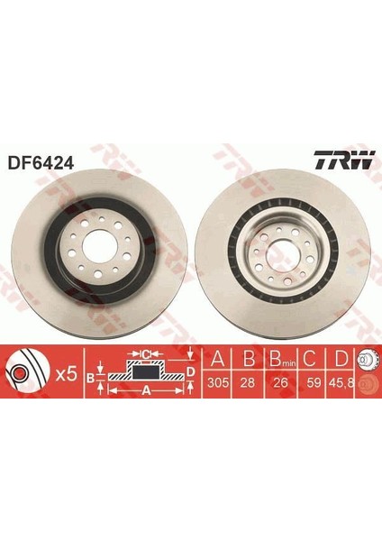 TRW-DF6424 Ön Fren Aynası Doblo 1.3dmtj-1.4-1.6 Dmtj-2.0d...