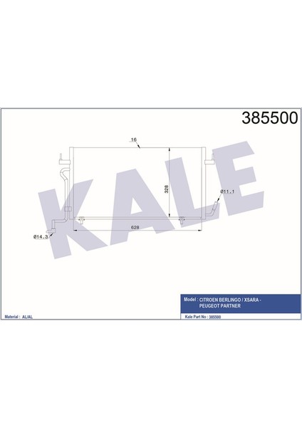 KLR-385500 Klima Kondenseri Partner 96 Berlıngo 96 Xsara...