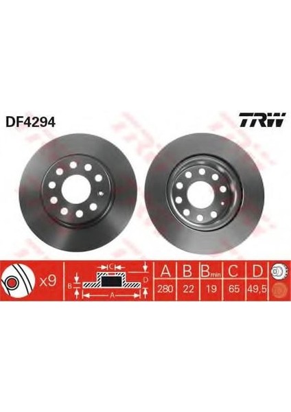 TRW-DF4294 Ön Fren Aynası Golf V-Vı-Jetta Iıı-Iv-Caddy Iı...