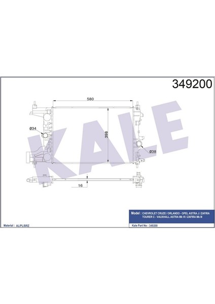KLR-349200 Radyatör Astra J-Zafıra Tourer C-Cruze J300-J...