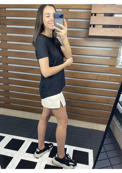 Siyah Dilvin Ön Kısa Arka Uzun Tişört S fırsatları
