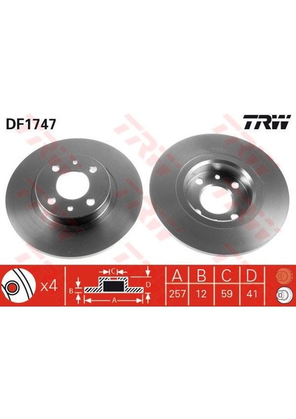TRW-DF1747 Ön Fren Aynası Tmpr-Tıpo-Marea-Brava-Brovo-Alf...