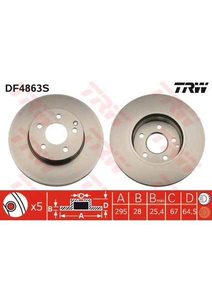 TRW-DF4863S Ön Fren Aynası C Seri C200-C220-C230-C250-C28...