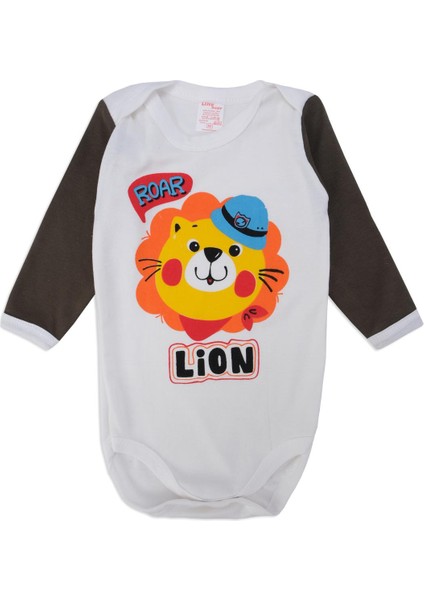 Lion Baskılı Uzun Kollu Çıtçıtlı Zıbın