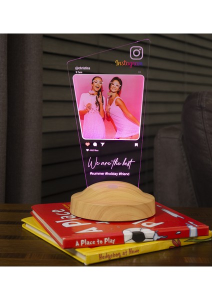 Instagram Post Fotoğraflı Kişiye Özel Resimli Gece Lambası, 3D LED Lamba, Arkadaş Hediyesi Instagram Çerçeve modelleri