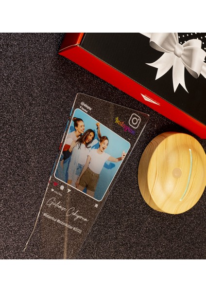 Instagram Post Fotoğraflı Kişiye Özel Resimli Gece Lambası, 3D LED Lamba, Arkadaş Hediyesi Instagram Çerçeve indirimleri