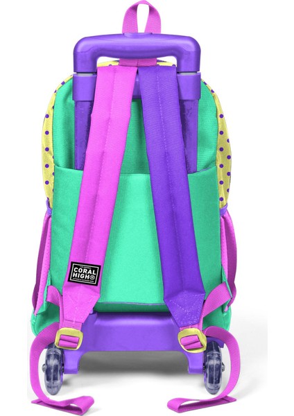 Kids Sarı Pembe Sevimli Köpek Desenli Üç Bölmeli Çekçekli 3'lü Çanta Seti SET0123952