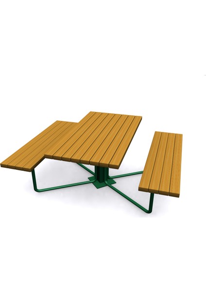 Piknik Masası, Metal Ayaklı Ahşap Piknik Masası, Sırtlıksız