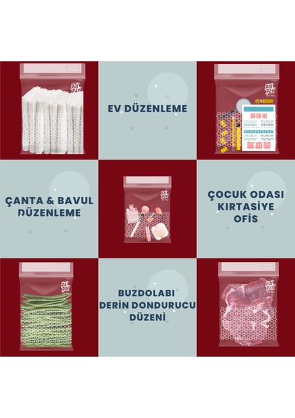 Zipbag Premium - Çok Amaçlı Kullanılabilir Kilitli, Buzdolabı Poşeti 30 Adet (10 S / 10 M / 10L)