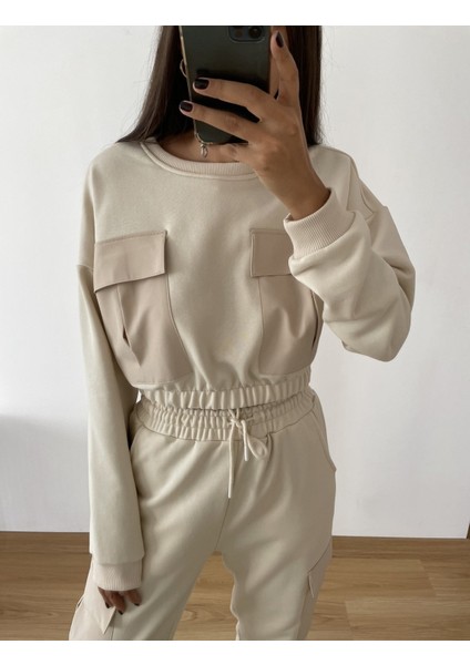 Kemik Premium Paraşüt Cepli Crop Sweat S modelleri