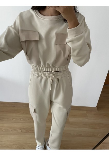 Kemik Premium Paraşüt Cepli Crop Sweat S fırsatları