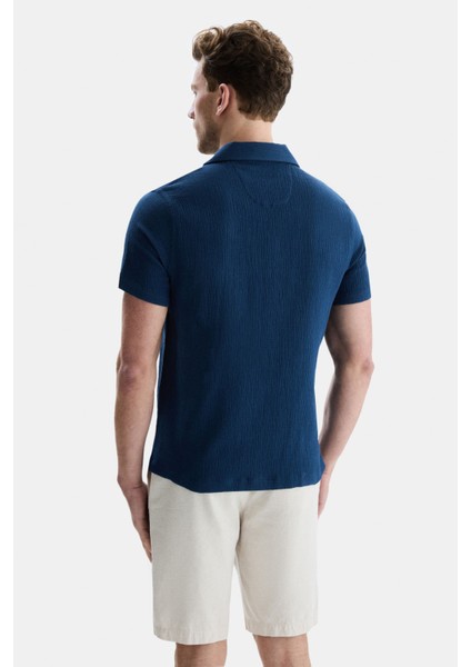 Dısmas Lacivert Müslin Nakışlı Standard Fit Erkek Gömlek indirimleri