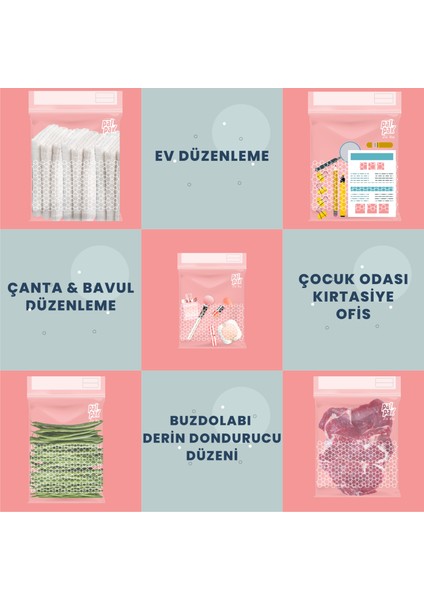 Zipbag - Çok Amaçlı Kullanılabilir Kilitli, Buzdolabı Poşeti 30 Adet (10 S / 10 M / 10L)