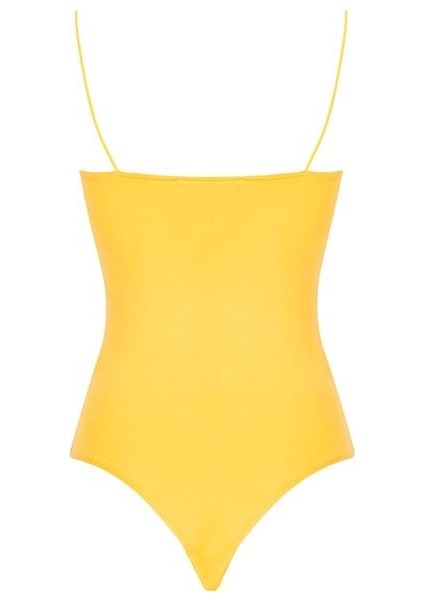 Ip Askılı Degaje Yaka Bodysuit - Sarı fiyatları