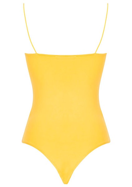Ip Askılı Degaje Yaka Bodysuit - Sarı fiyatları