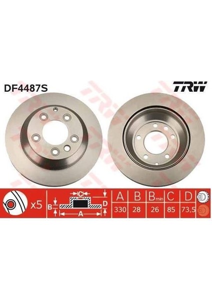 Disk Fren Aynası Arka EFD4487 Touareg Q7 Havalı (Takım Fiyatı)