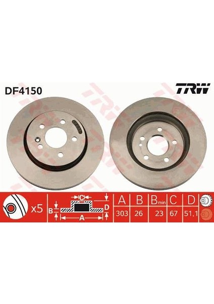 Disk Aynası Ön FD24630C W163 M Serisi (98-05) (Kaplamalı) ÇAP:303MM