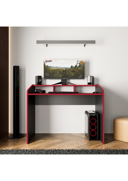 Zuko S8280 Oyuncu Masası Siyah Kırmızı 117 cm