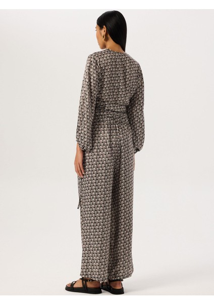 Bol Paça Pantolon - Turuncu Desenli modelleri