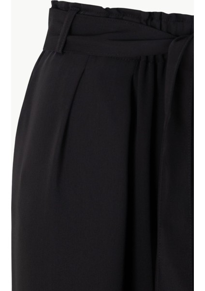 Beli Kuşaklı Krep Pantolon - Siyah