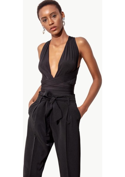 Beli Kuşaklı Krep Pantolon - Siyah fiyatları