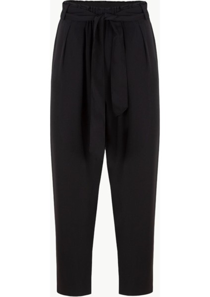 Beli Kuşaklı Krep Pantolon - Siyah modelleri