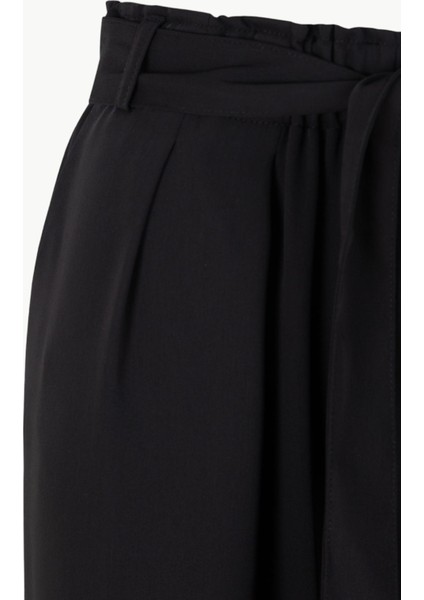Beli Kuşaklı Krep Pantolon - Siyah indirimleri