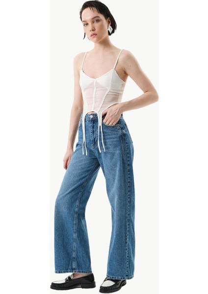 Wide Leg Jean Pantolon - Indigo