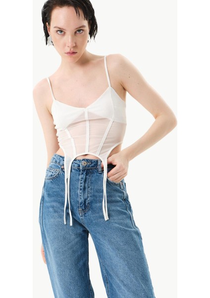 Wide Leg Jean Pantolon - Indigo fırsatları