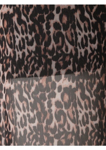 Beli Lastikli Salaş Dökümlü Pantolon - Leopar Desenli modelleri