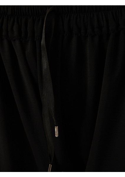 Beli Lastikli Salaş Şalvar Pantolon - Siyah