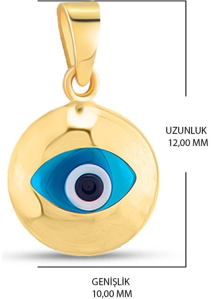 14 Ayar Altın Kolye Nazar Boncuklu Göz Kolye Ucu Göz Desenli Zincir Dahil Değil