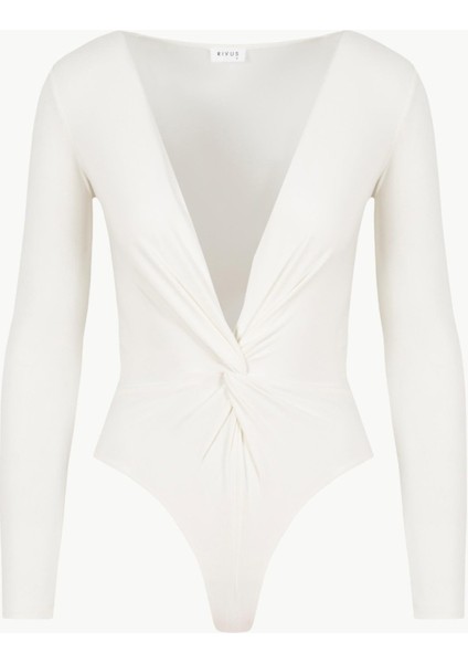 Önü Burgu Detaylı Uzun Kol Ikonik Body - Ekru