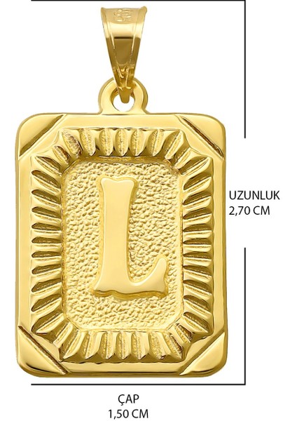 14 Ayar Altın L Harfi Kolye Ucu Kare Desenli Harf Zincir Dahil Değildir fiyatları