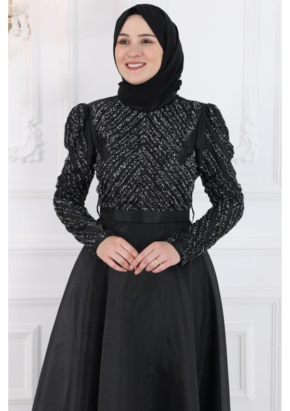 Neva Tesettür Abiye Siyah