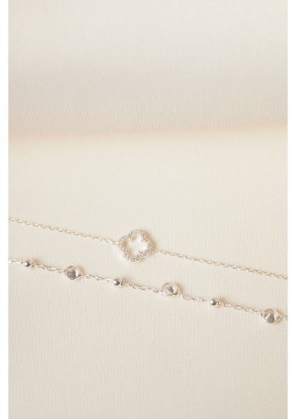 Zirkon Taşlı Zarif 925 Ayar Gümüş Ikili Set fırsatları