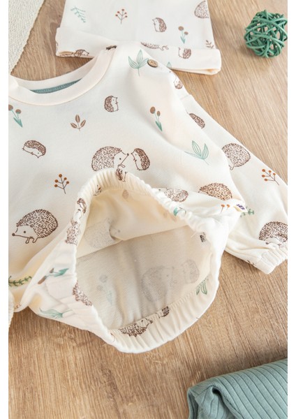 Figürlü 3'lü Şapkalı Unisex Bebek Takımı indirimleri