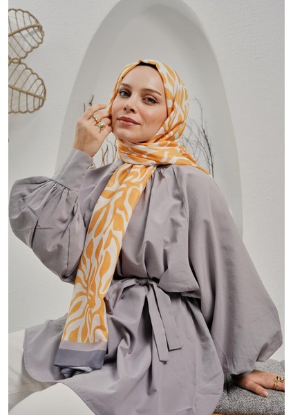 Soyut Desen Sarı Soft Pamuk Şal