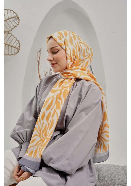 Soyut Desen Sarı Soft Pamuk Şal