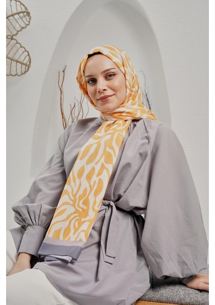 Soyut Desen Sarı Soft Pamuk Şal