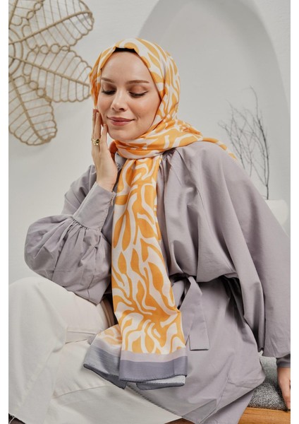 Soyut Desen Sarı Soft Pamuk Şal
