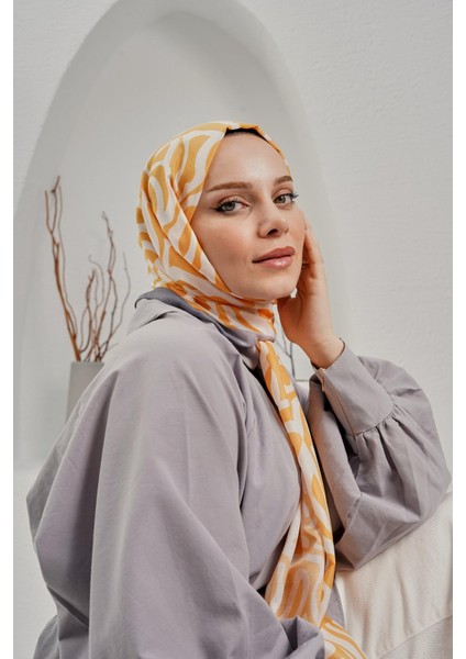 Soyut Desen Sarı Soft Pamuk Şal