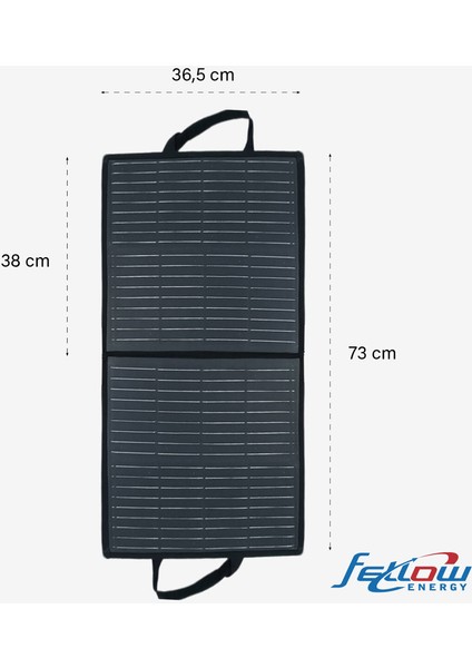 Power Lite 50W Taşınabilir Katlanabilir Güneş Paneli -  Hızlı Telefon Şarjı