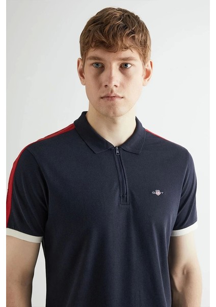 Erkek Lacivert Regular Fit Renk Bloklu Polo