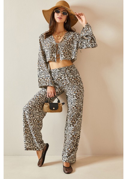 Kahverengi Leopar Desenli Salaş Takım 5YXK8-48716-18